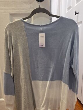 Lascana Colorblock Long Sleeve Tee - Light Blue, Gray & White Sz M. NWTS